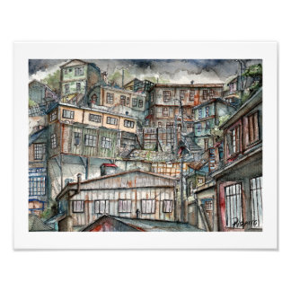 Impression Photo Invierno en los cerros de Valparaíso (acuarela).
