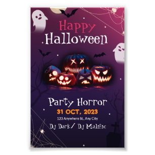 Impression Photo Invitation à une fête d'Halloween, Fête d'Horreur 