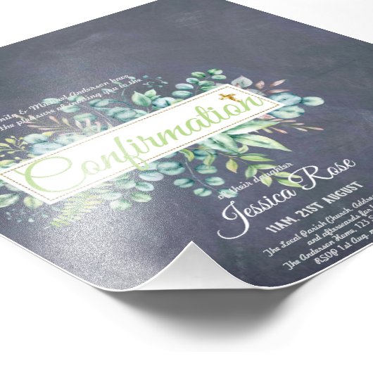 Impression Photo Invitations de confirmation Eucalyptus Greenery Bu (Coin)