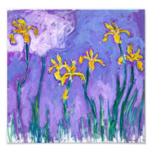 Impression Photo Iris jaunes avec nuage rose Claude Monet