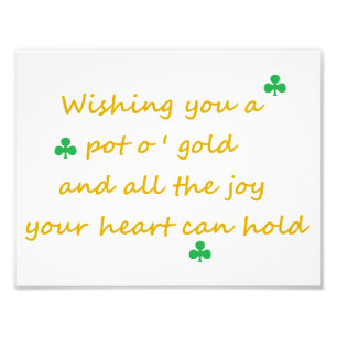 Impression Photo Irlandais du jour de St Patrick disant 8,5"" copie