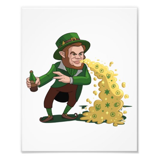 Impression Photo Irlandais Leprechaun Jetant Des Cookies Chanceux D (Devant)