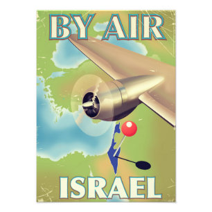 Impression Photo Israël par avion affiche de voyage vintage