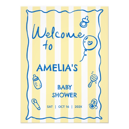 Impression Photo Italian Blue Yellow Ciao Baby Welcome Sign (Devant)