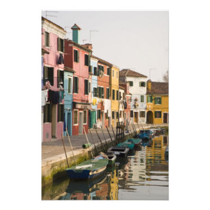 Impression Photo Italie, Burano. Maisons colorées d'une rangée