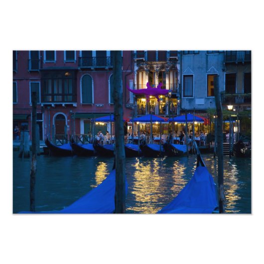 Impression Photo Italie, Venise, Vue nocturne le long du Grand (Devant)