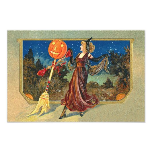 Impression Photo Jack-o'-lantern Citrouille Broom Dance Femme (Devant)