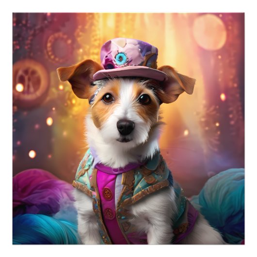 Impression Photo Jack Russell en costume coloré (Devant)