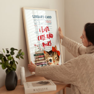 Impression Photo J'adore les chats et les livres