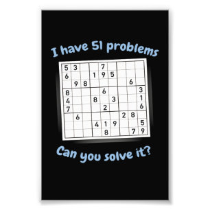 Impression Photo J'Ai 51 Problèmes Sudoku Puzzle Japon