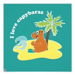 Impression Photo J'aime l'art de plage tropical des capybaras