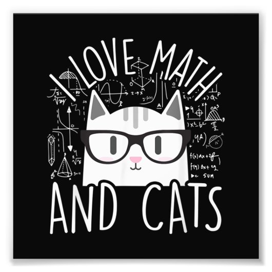 Impression Photo J'Aime Les Maths Et Les Chats Cute Kitty Chat (Devant)