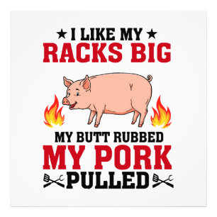 Impression Photo J'aime Mes Racks Gros BBQ, Citation Porc Fessier