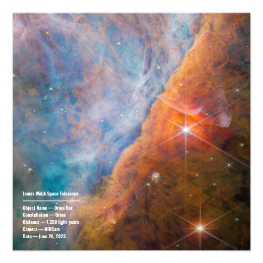 Impression Photo James Webb Orion Constellation Bar (image NIRCam) (Devant)