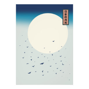 Impression Photo Japon hirondelles lune