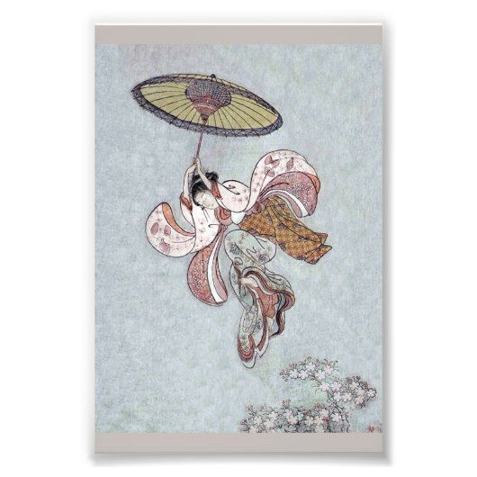 Impression Photo Japonaise volant avec parapluie (Devant)