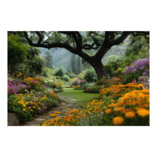 Impression Photo Jardin de chemin majestueux sous une voûte de fleu