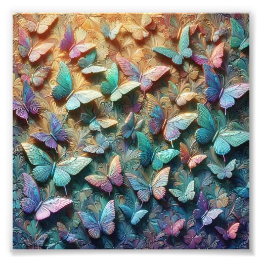 Impression Photo Jardin de papillons iridescent (Devant)