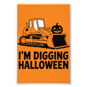 Impression Photo Je creuse Halloween Citrouille Tracteur Visage enf