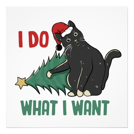 Impression Photo Je fais ce que je veux Noël Black Cat vacances (Devant)