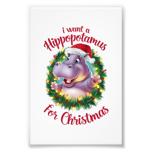 Impression Photo Je Veux Un Hippopotame Pour Noël Hippo De Noël (Devant)