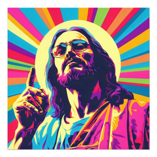 Impression Photo Jésus cool Pop Art coloré (Devant)