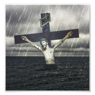 Impression Photo Jésus sur la Croix à la Mer