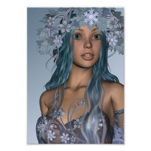 Impression Photo Jeune fille de neige bleue Portrait Fantastique d'