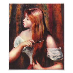 Impression Photo Jeune fille de Renoir peignant sa copie de cheveux