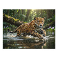 Jeune léopard marchant dans une jungle luxuriante