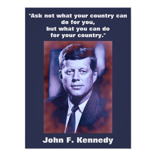 Impression Photo JFK John F. Kennedy Citation Inspiration Motivatio (Devant)