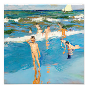 Impression Photo Joaquín Sorolla los niños en el mar playa