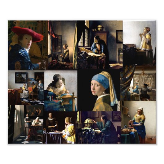 Impression Photo Johannes Vermeer - Patchwork de chefs-d'œuvre (Devant)