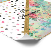 Impression Photo Joli "be Awesome" citation floral abstraite design (Coin)