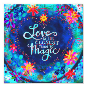 Impression Photo Joli Blue Floral Love Heart
