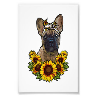 Impression Photo joli cadeau de taureau français décor de tournesol