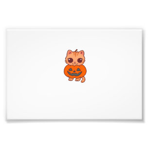 Impression Photo Joli chat d'Halloween en costume de citrouille T-S