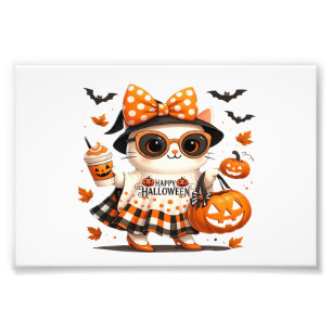 Impression Photo Joli Chat Noir avec Chapeau de Sorcière � Kawaii H