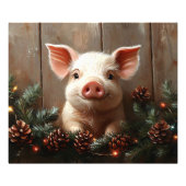 Impression Photo Joli Cochon de Noël Peinture rustique (Devant)