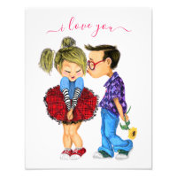 Joli Couple Romantique S'embrassant avec Texte - J