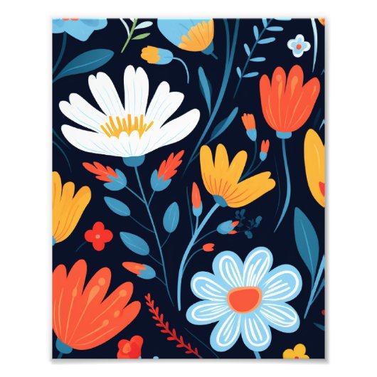 Impression Photo Joli modèle floral noir féminin (Devant)