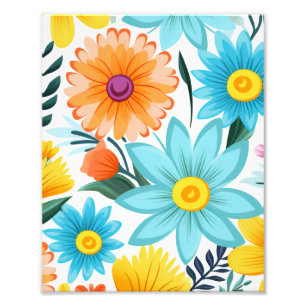 Impression Photo Joli motif floral blanc féminin