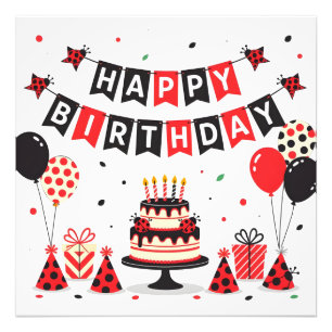 Impression Photo Joli thème de ladybug pour joyeux anniversaire