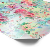 Impression Photo Jolie peinture rose à fleurs aquarelles (Coin)