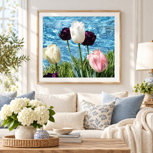 Impression Photo Jolies fleurs blanches, roses et violettes