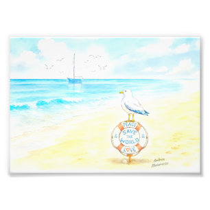 Impression Photo Jon Seagull - Paix & Amour Sauvent le Monde