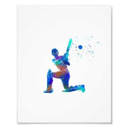 Impression Photo Jouant au cricket à l'aquarelle (Devant)