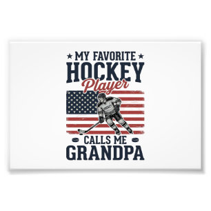 Impression Photo Joueur de hockey préféré m'appelle papy vintage Sh