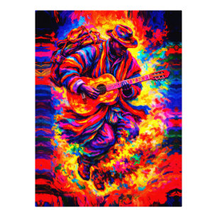 Impression Photo Joueurs de Guitare Abstraits Colorés Duo Impasto
