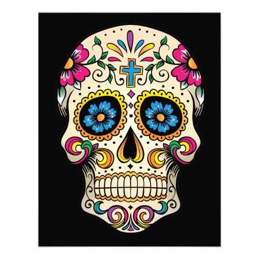 Impression Photo Jour du crâne de sucre mort avec croix (Devant)